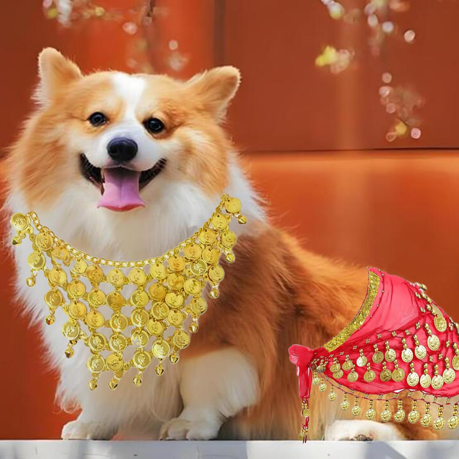 Faldita Brillante Para Perro – Disfraz De Danza Del Vientre Con Lentejuelas, Ajustable Y Súper Llamativa