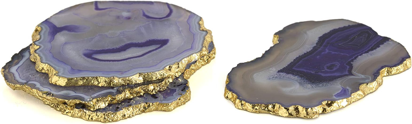 Shiraleah Home Set of 4 Agate Coaster Set Purple