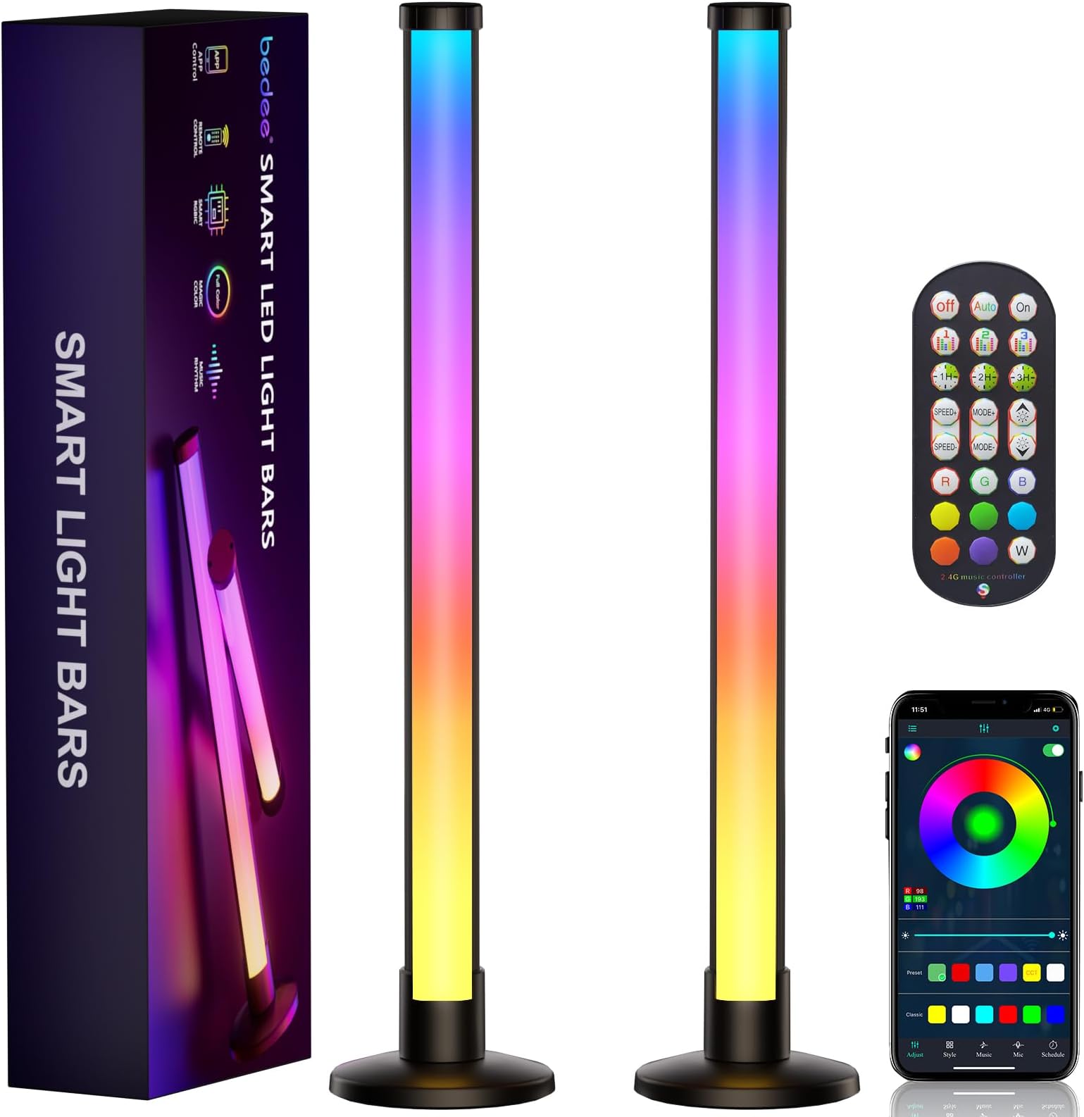 bedee LED Ecken-Stehlampe: Stehlampe mit Musiksynchronisation und Timer ...
