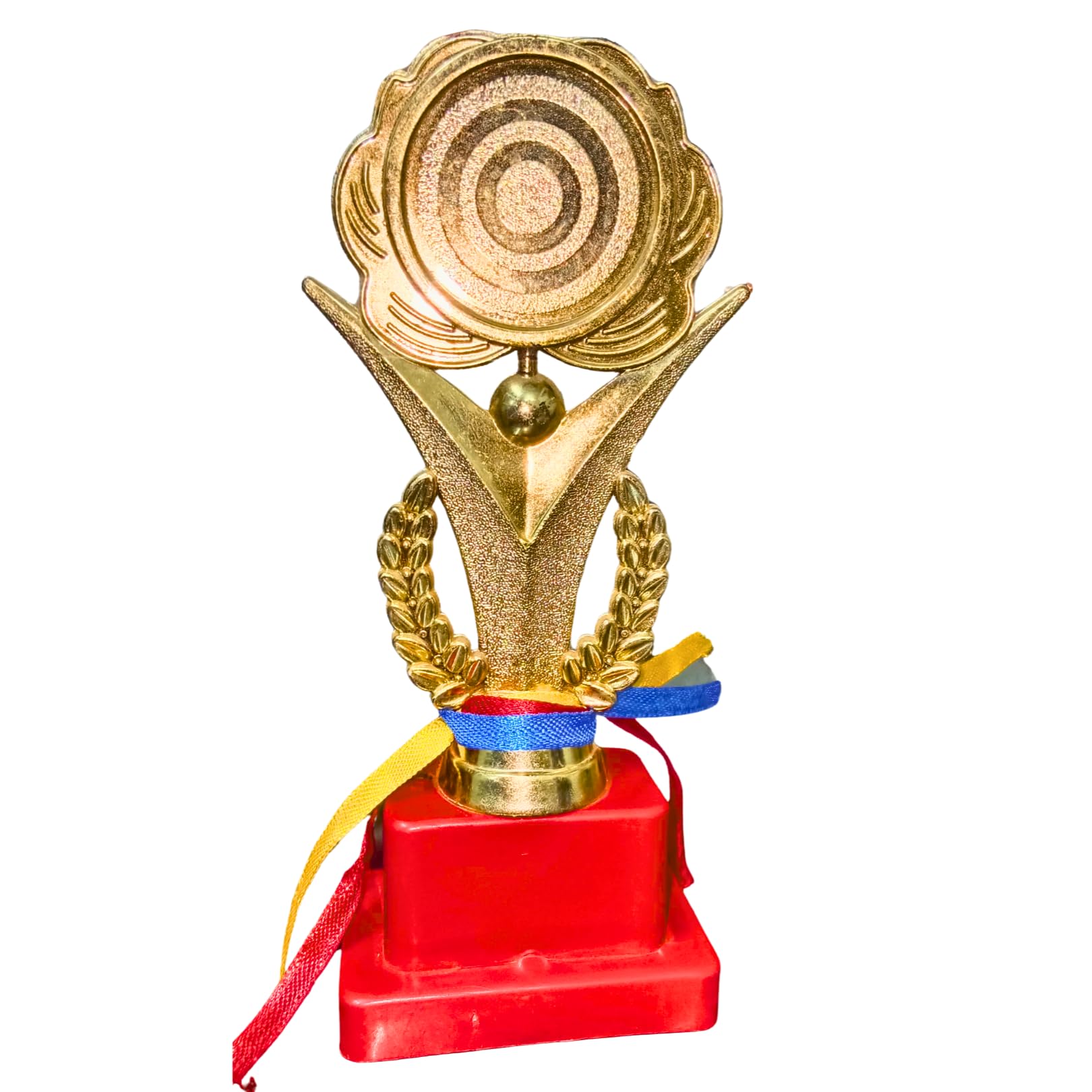 Victory Trophy with Gold Figure, Target Design, Red Base and Decorative Ribbons (Set of 10, 5.5 inches)-picture-12