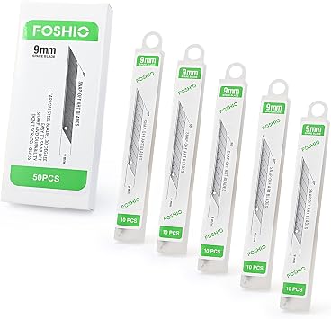 FOSHIO 50 Pack 30 Degree Snap Off Blades 9MM, Universal Utility Knives Hobby Knife Blades Vinyl Wraps Cutter Knife Replacement Blades