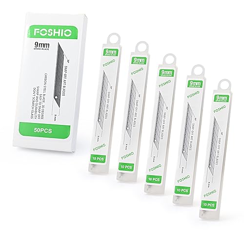 FOSHIO 50 Pack 30 Degree Snap Off Blades 9MM, Universal