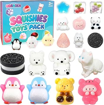 20PCS Taba Squishy Pack Fidget Toys, Sensory Gifts to Relieve Anxiety and Stress, Fufu Squeeze Toysfor Kids' Birthday Party Favors, Classroom Goodie Bag Fillers for Boys & Girls8 Big+12 Small