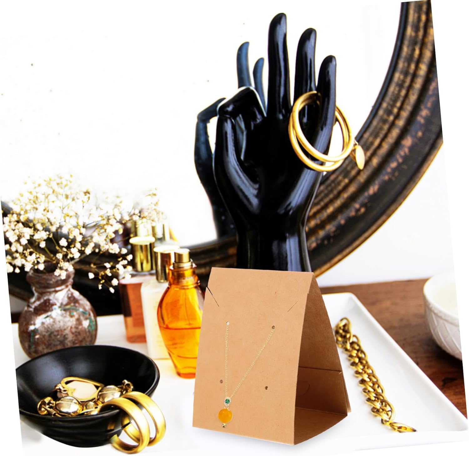 KONTONTY 100Pcs Kraft Paper Earring Cards with Stand-up Design for Jewelry Display and Storage Cardboard Earring Holders Suitable for Studs Necklaces and Earrings Packaging