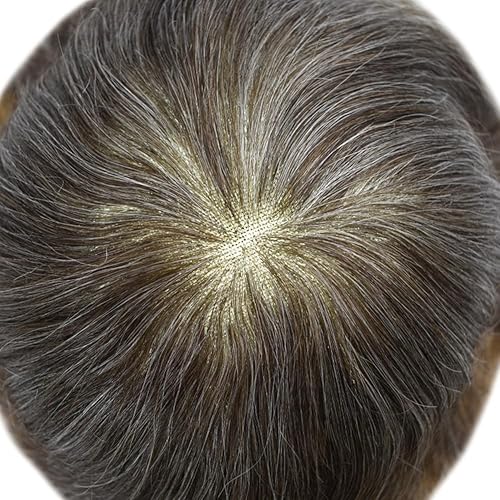 Vista 207 de Mens Toupee Remy sistema de cabello humano para hombres nudo blanqueado tupé pieza de pelo para hombres encaje francés tupé para hombres postizo 7X9