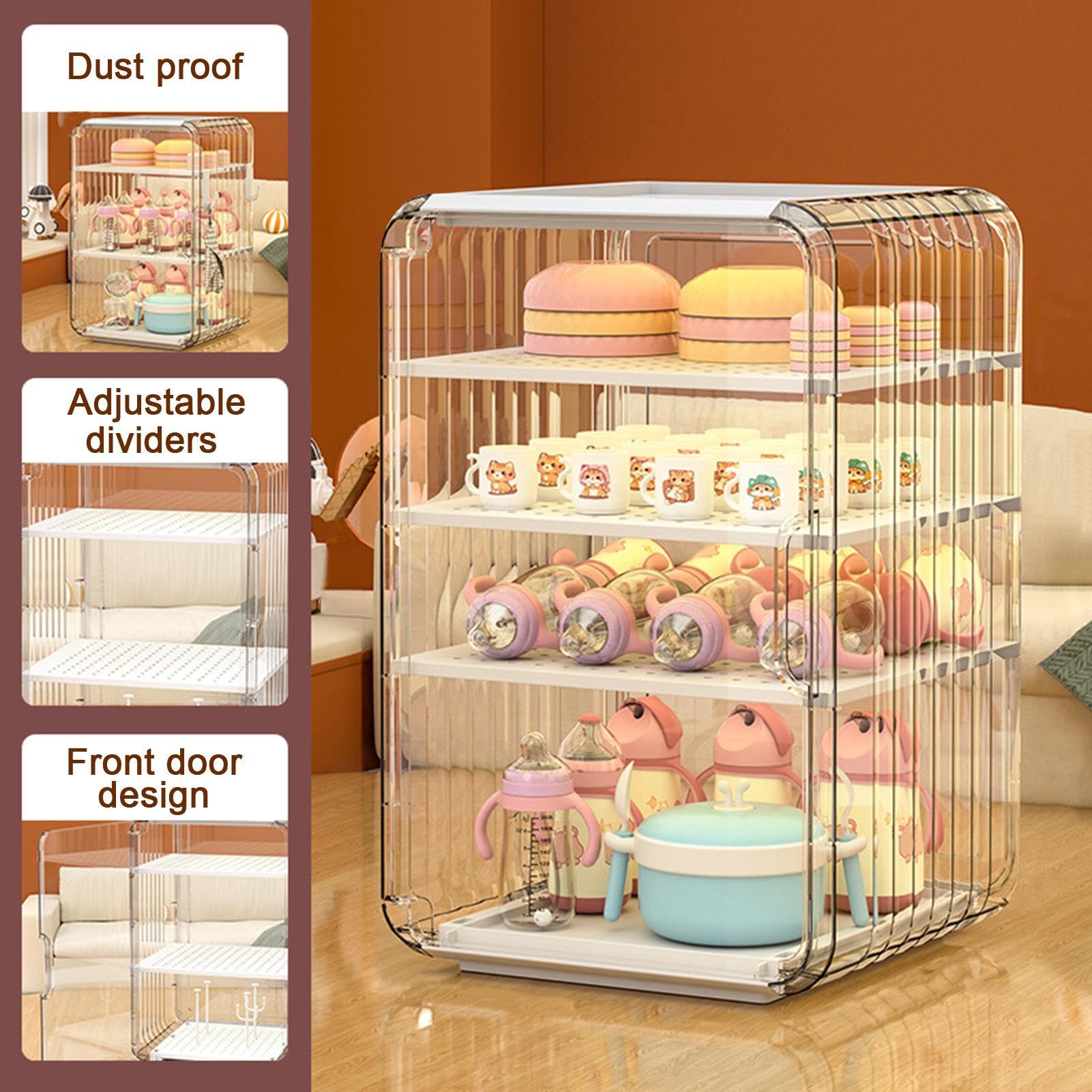 Generisch Organisateur de bouteilles pour bébé, porte-couverts pour, design transparent résistant à la poussière, rangement peu encombrant, pour cuisine, salle de bain, table, chambre à