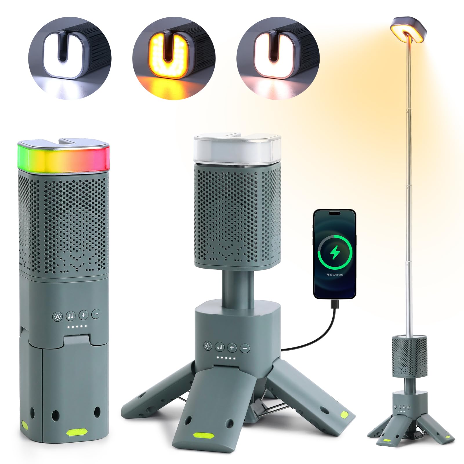 Yoobao Camping Lantern Rechargeable, 14000mAh Battery Operated, Outdoor Telescopic Camping Tent Lights, 5 Light Modes, Magnetic Base, LED Flashlight Camping Essentials for Camping, Hiking, Emergency