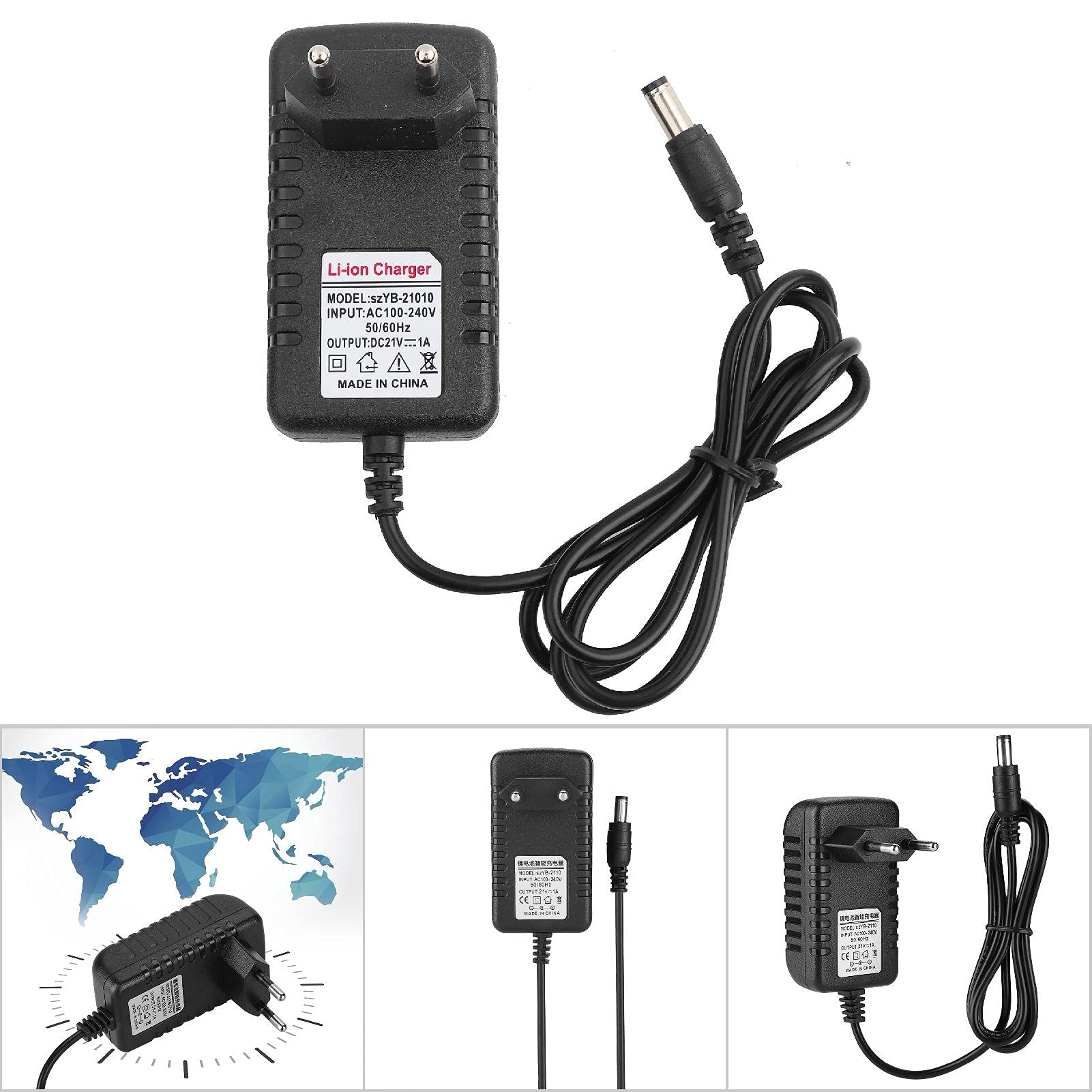 Adattatore Caricabatteria Litio 21V/1A Delaman - Ricarica Veloce E Sicura Con Nucleo In Rame Spesso