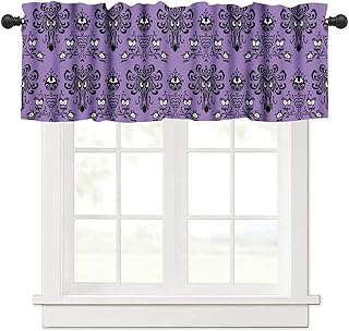 Halloween Valance Curtain Horror Spooky Drapes Haunted House Mansion Rod Pocket Valance Window Treatments Short Curtains for Kitchen Living Room Bathroom Decor 54x18inch