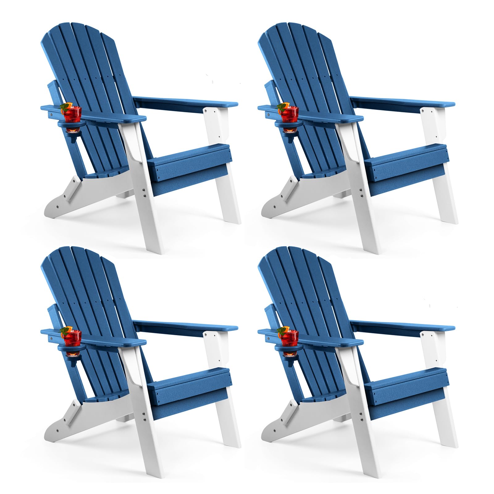 FUNBERRY Oversized Folding Adirondack Chair Set of 4, Fire Pit Chair 400LBS