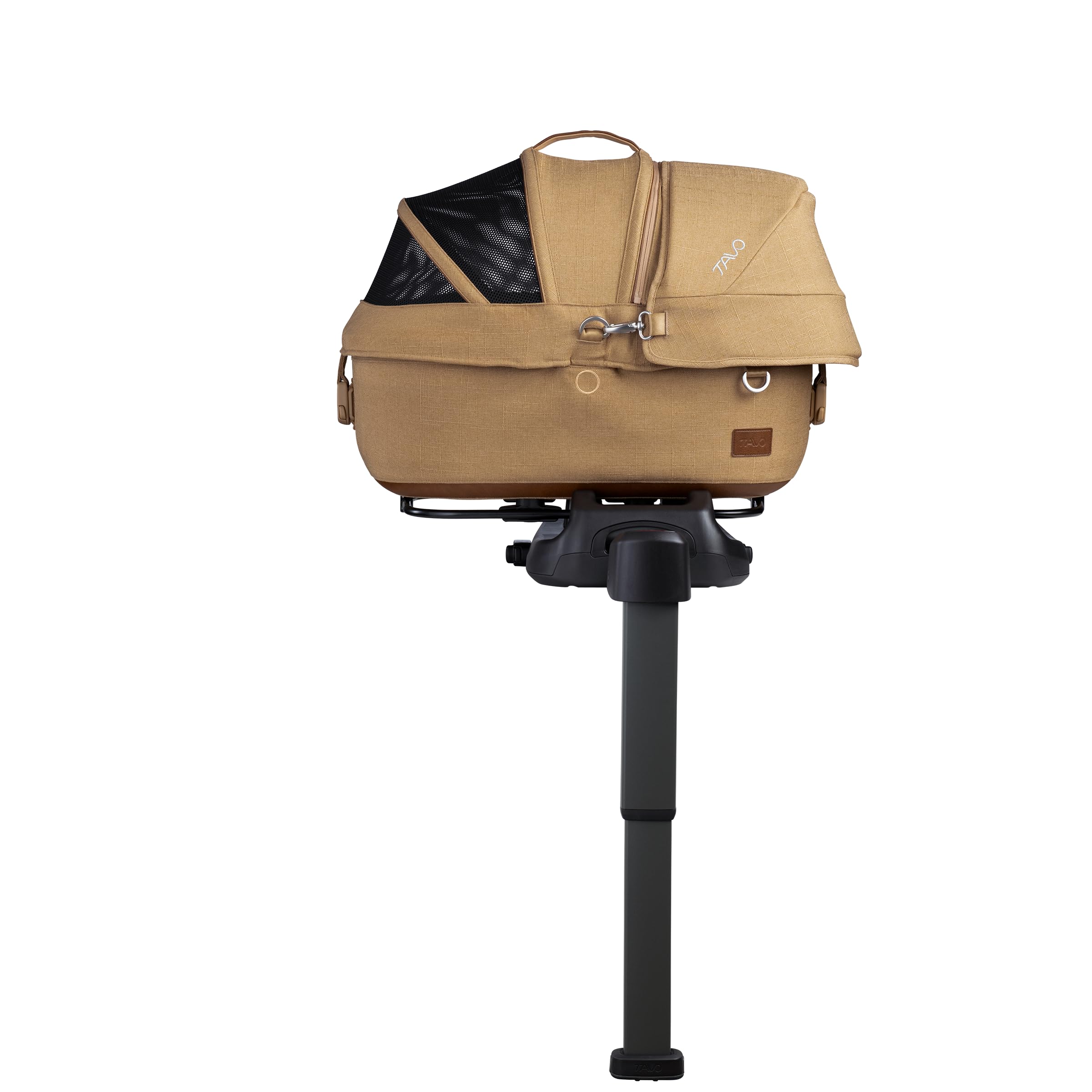 Tavo Maeve Small Flex‑Griff Haustier‑Autositz mit ISOFIX‑Bodenplatte, 2 Matratzenauflagen, Geeignet für Hunde & Katzen bis 12 kg (Sable)