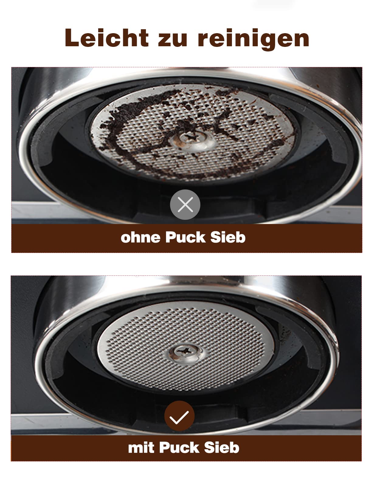 Normcore Premium Puck-Sieb, Puck Screen, 2 Stück, mit Ständer – Coffee
