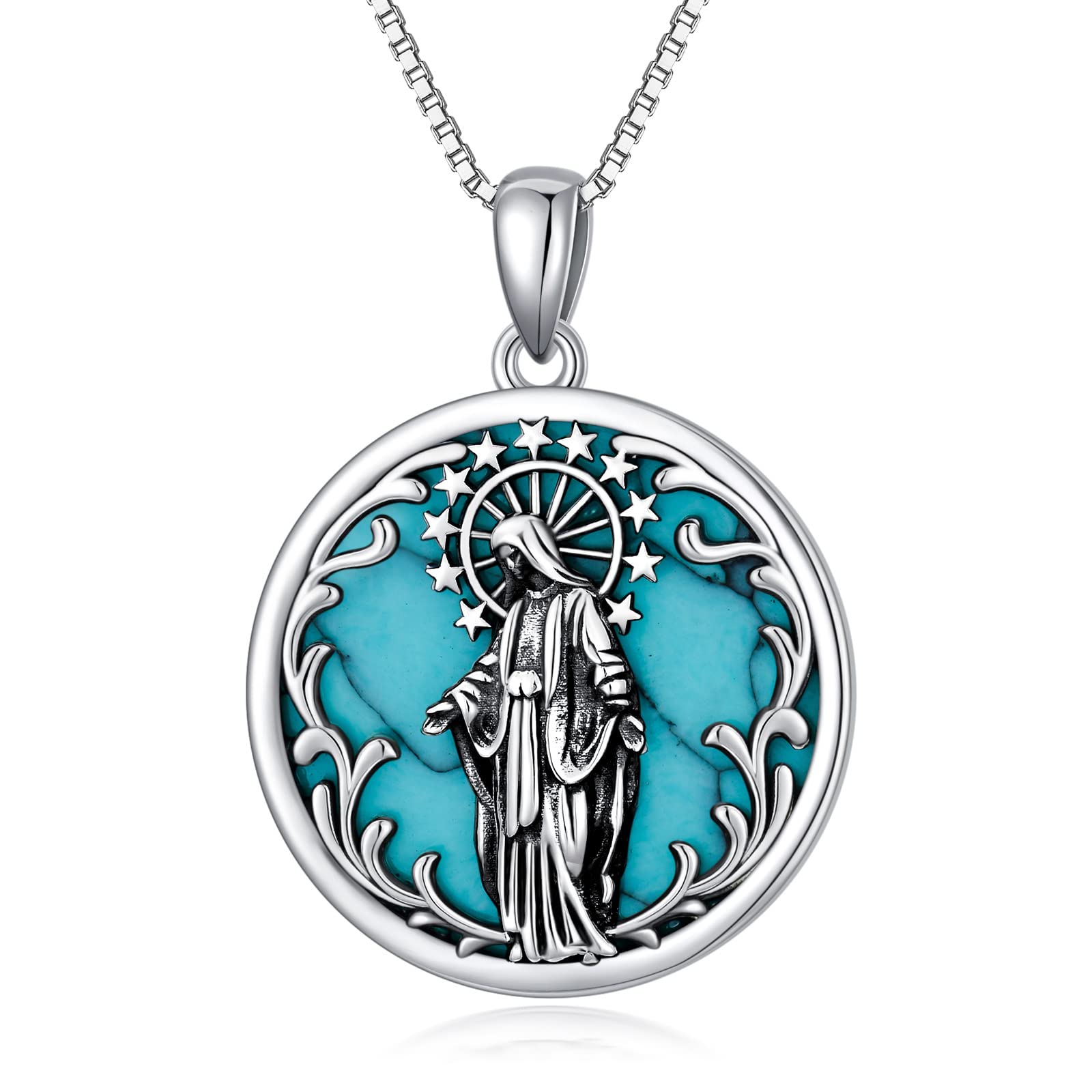 Shusukue 925 Sterling Silver Patron Saint Pendant Necklace Amulet Medals Religious Jewelry for Men Women Fathers Day Gift 22+2" Chain (with Gift Box)