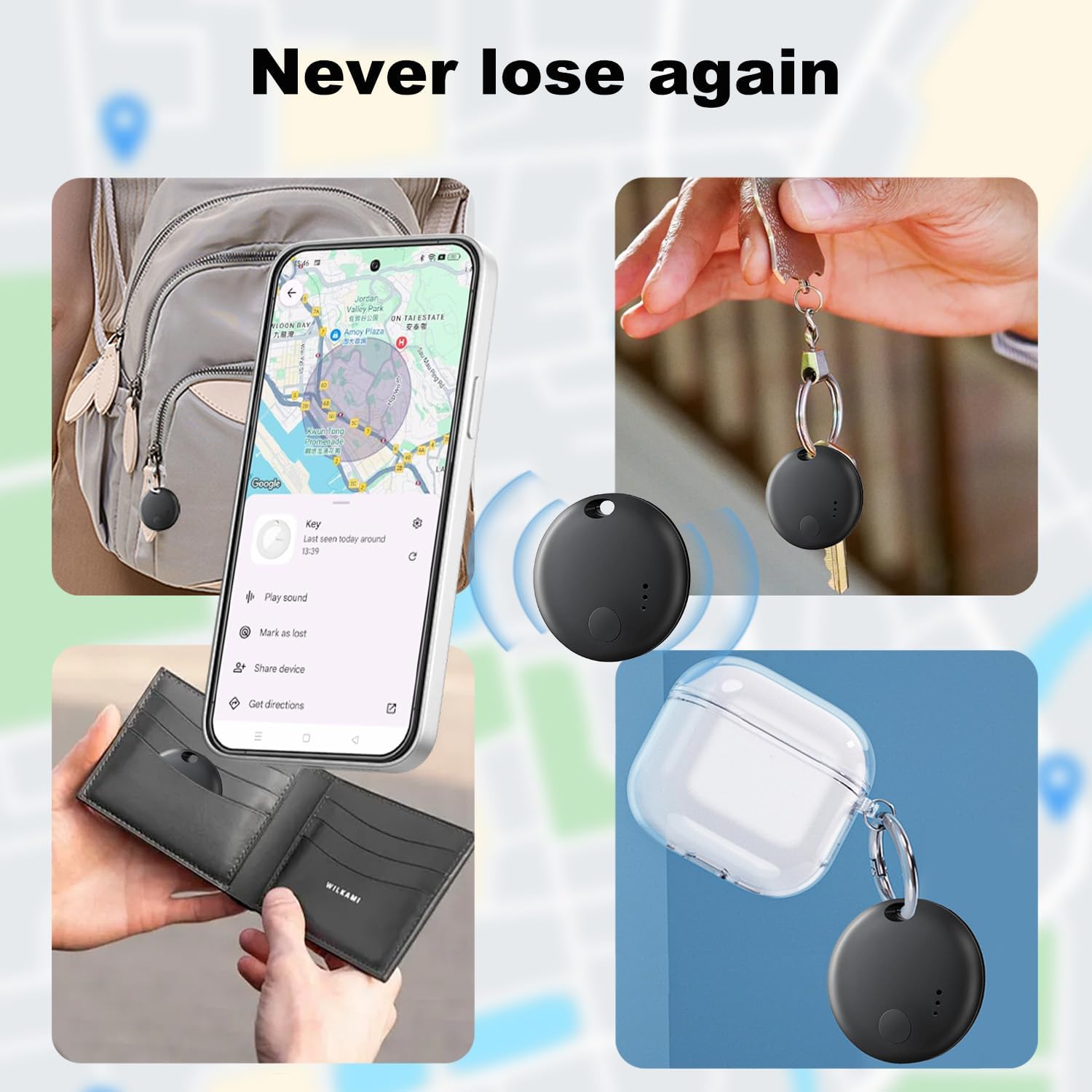 Air Tracker Tags for Android,Bluetooth Tracker Tags-2pack,Luggage Tracker Tags Works with Google's Find Hub Device App,Smart Tracking Tag for Keys,Suitcase,Backpack,Wallet — view 6