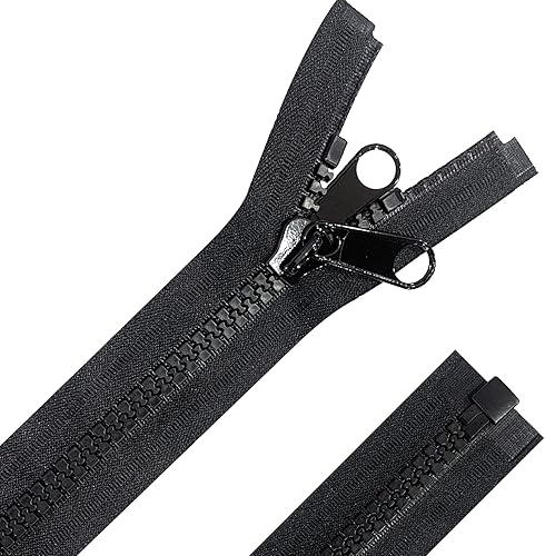 Miniatura 5 de Sawoake #10 - Cremalleras grandes de plástico de 84 pulgadas, cremallera doble deslizante negra, cremallera larga grande para coser, cama elástica,