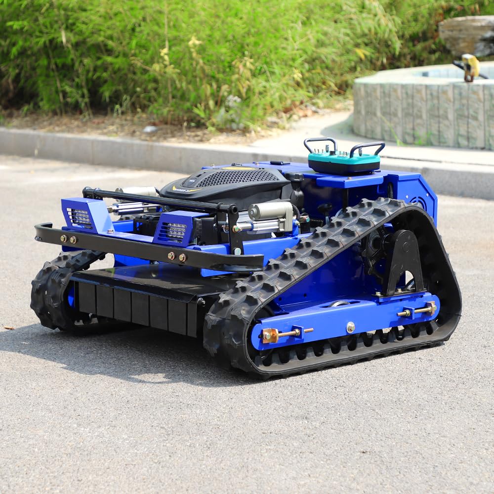 Infront Remote Control Lawn Mower, Crawler Track All-Terrain System, Hybrid Oil-Electric Power for Steep Slopes and Large Lawns, Adjustable Cutting Height