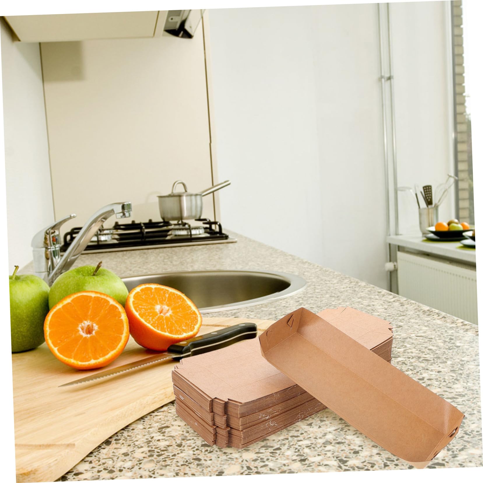 BUTIFULSIC 100pcs Box Snack Packing Box Takeout Containers Fried Food Holder French Fries Paper Container Snacks Boat Fried Chicken Holder Paper Food Container Paper Food Boats Platters