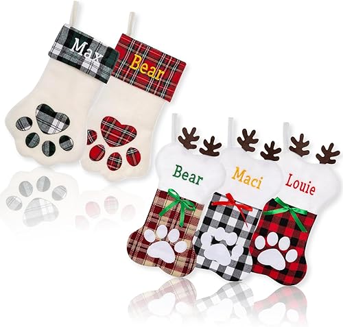 Medias personalizadas para mascotas, medias de Navidad personalizadas para perros y gatos, medias de Navidad bordadas grandes en forma de pata de