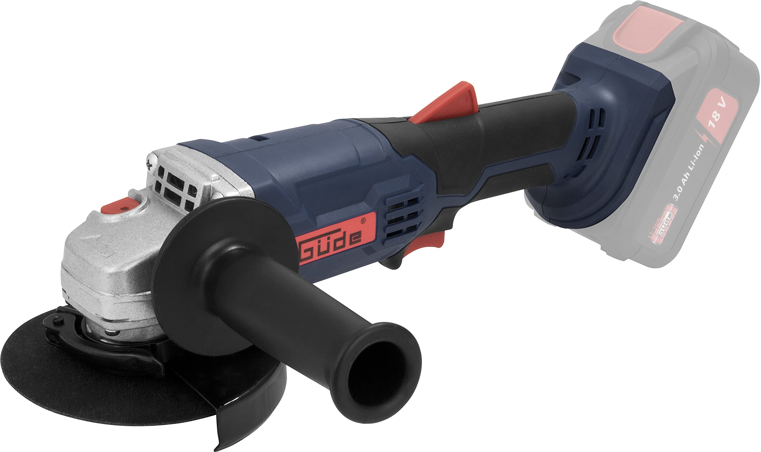 Güde Akku Winkelschleifer WS 18-0 (18 V, Easy-Energy-Exchange, kraftvoller Hochleistungsmotor, 125 mm Scheibendurchmesser, Spindelarretierung, 2-Positionen Zusatzhandgriff, ohne Akku und Ladegerät)