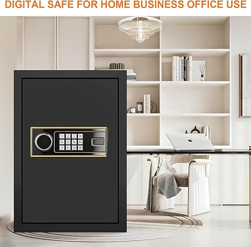 Miniatura 8 de Caja fuerte ignífuga grande de 3.4 pies cúbicos para el hogar, caja de seguridad ignífuga impermeable con teclado programable, llaves de repuesto y