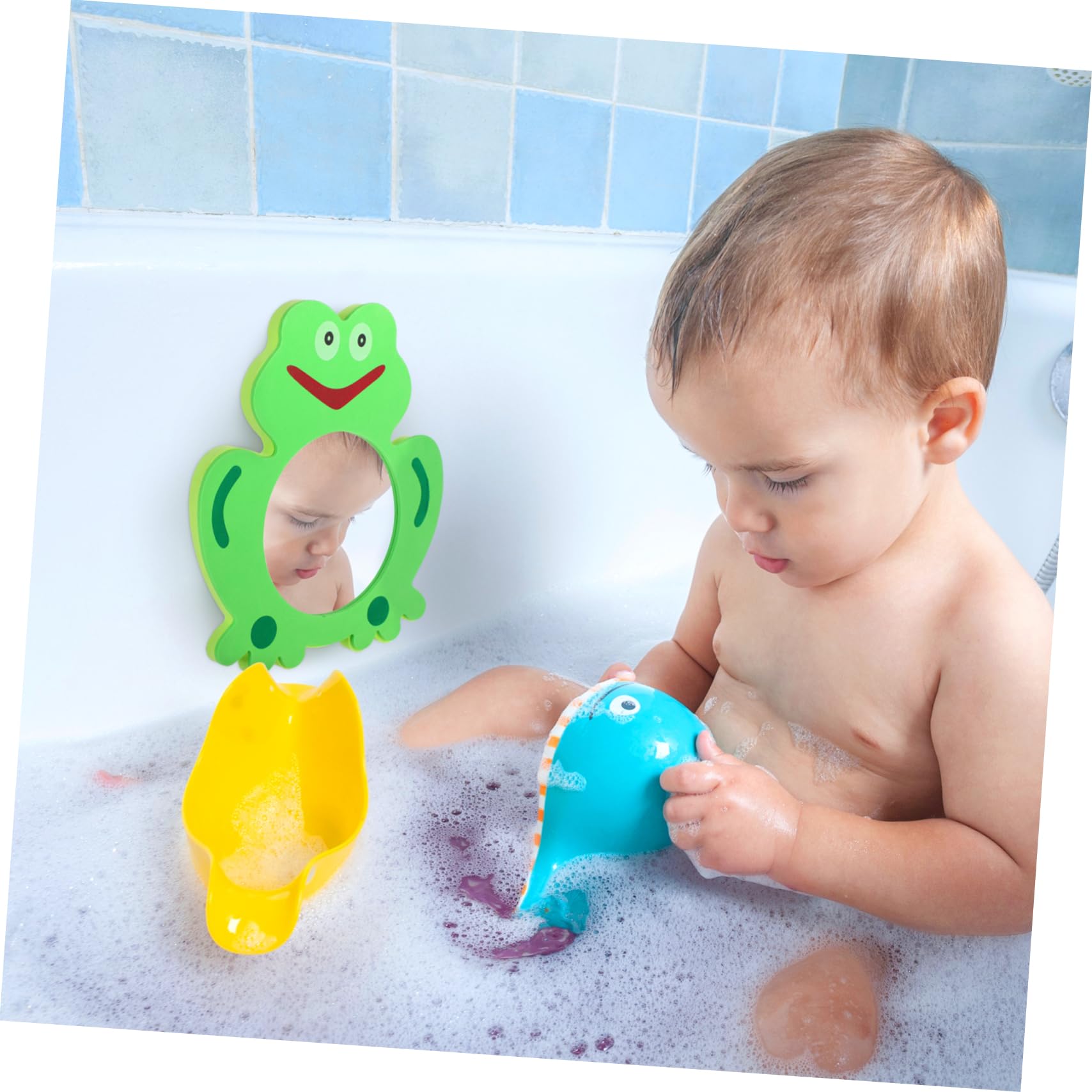 Supvox 12 Stück Teiliges Schwimmendes Badespielzeug mit Cartoon Spiegeln Frosch und Krebs Design Kleine Badewannenspielzeuge für Ab Jahren zur Spielerischen Farb und Tiererkennung für