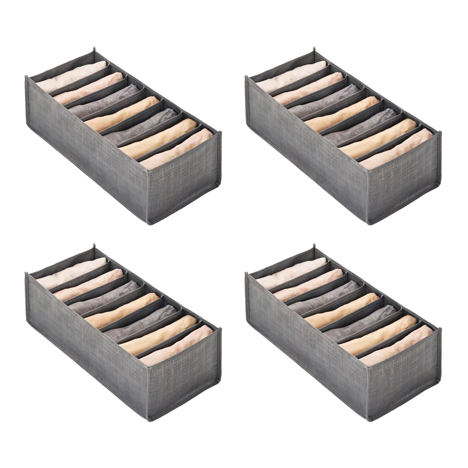 Kaeltsyn Of 4 Multipurpose Storage Boxes 7 Compartments Ideal for Underwear Socks Accessories Closet Planner