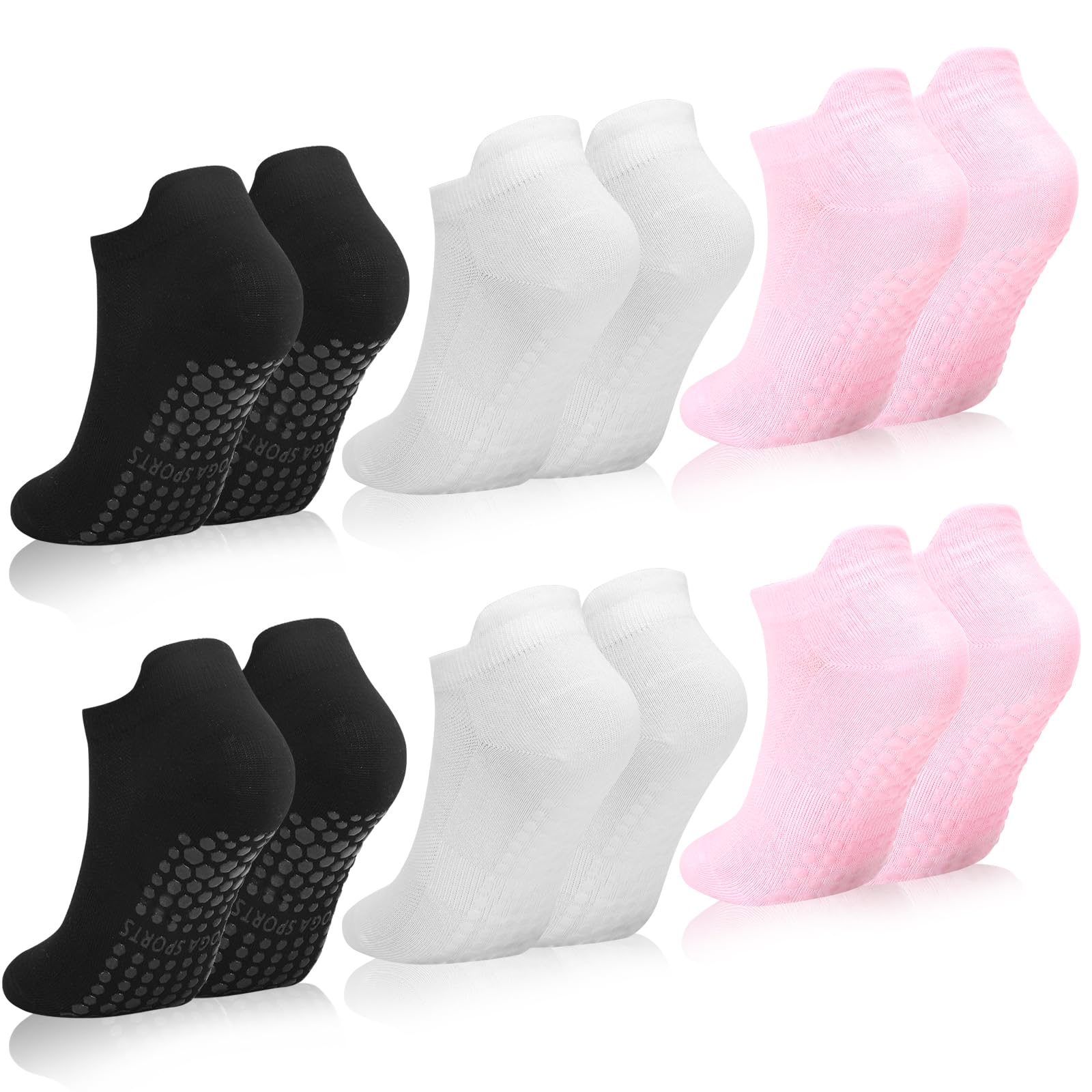 ZXOLDZX 6 Pairs Womens Pilates Socks Non Slip Yoga Socks with Grips Barre Hospital Athletic Socks for Women