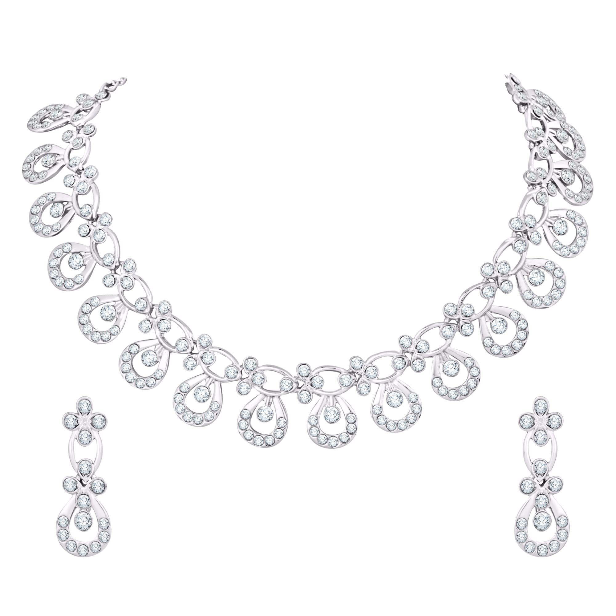 Atasi International Rose Gold Crystal AD Diamond Necklace Jewellery Set with Earrings for Women and Girls Suits Best Party, Wedding and Occasional Wear (RG5529) (B0BBCK3GQF) Amazon Price History, Amazon Price Tracker