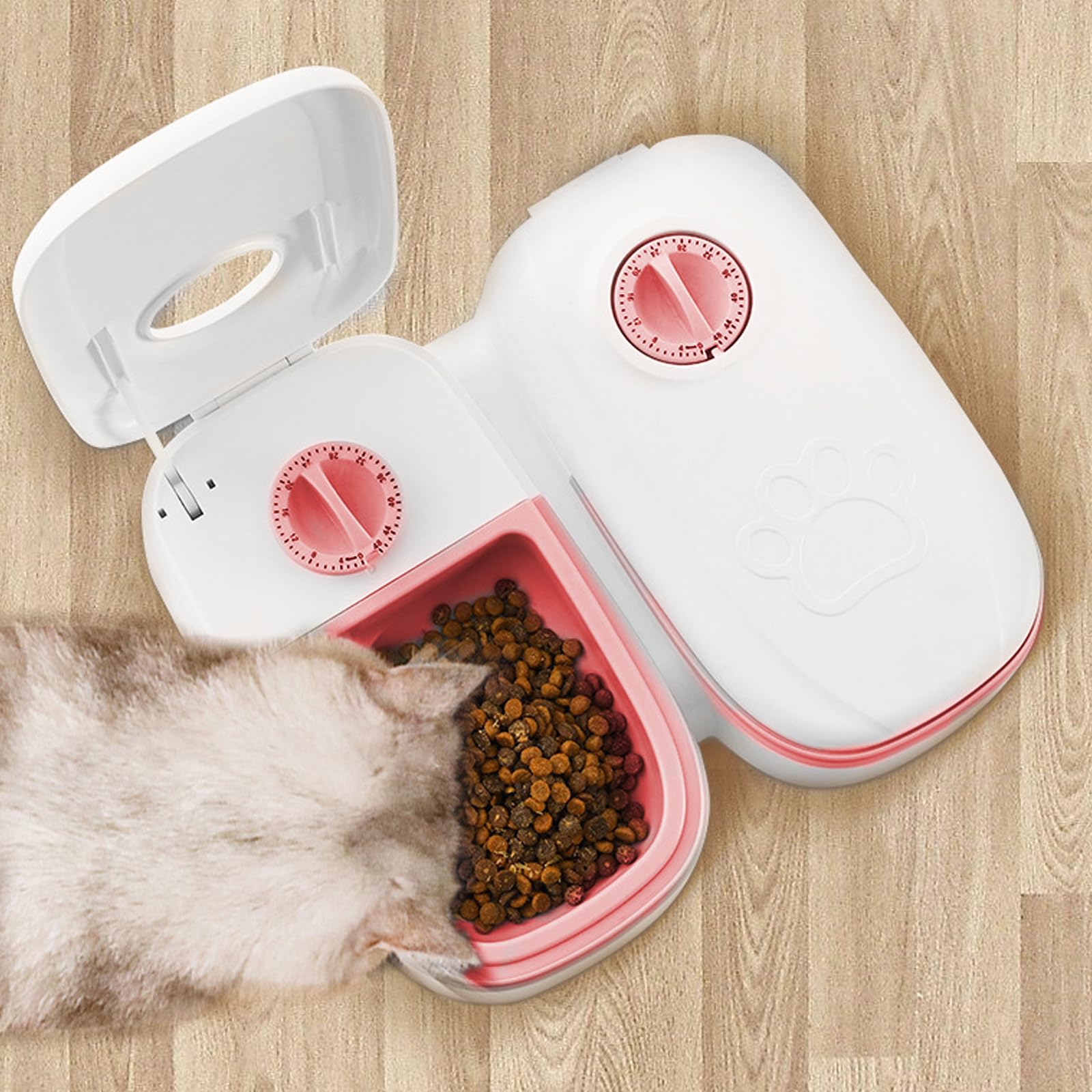 Distributeur automatique de nourriture humide pour chat - 2 repas - Avec minuterie de 48 heures - 700 ml - Pour chats et petits chiens - Convient pour la nourriture humide et sèche