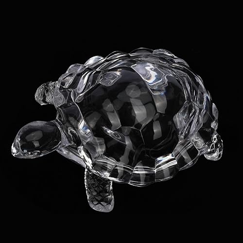 gemshan Figura de cristal de 7 pulgadas con símbolo de tortuga, arte de longevidad, Feng Shui, para decoración de oficina en casa, trae suerte