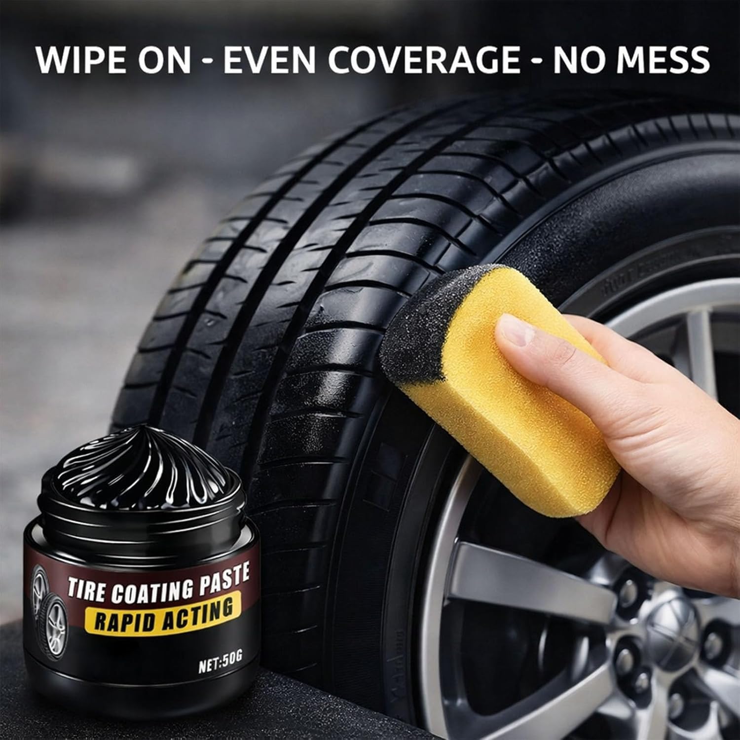 2026 Tire Coating & Trim Restorer, Bring Back the Original Deep Black Shine to Rubber and Plastic,Car Detailing Kit Tires Shines Applicator Shiny Stuff (3pcs) - 2