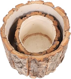 ibasenice 2Pcs Rustic Bark Flower Pots Natural Wood Planter for Succulents and Plants Durable Household Bonsai Containers with Retro Farmhouse Style for Indoor Home Decor