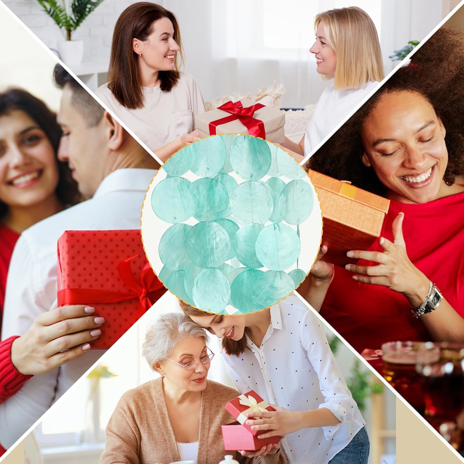 Wind Chimes for Outside - Handcrafted Turquoise Capiz Shells Windchime Coastal Style Decor for Indoor/Outdoors, Garden Decor, Great for Women, Wind Chimes Lovers and More - Image 6