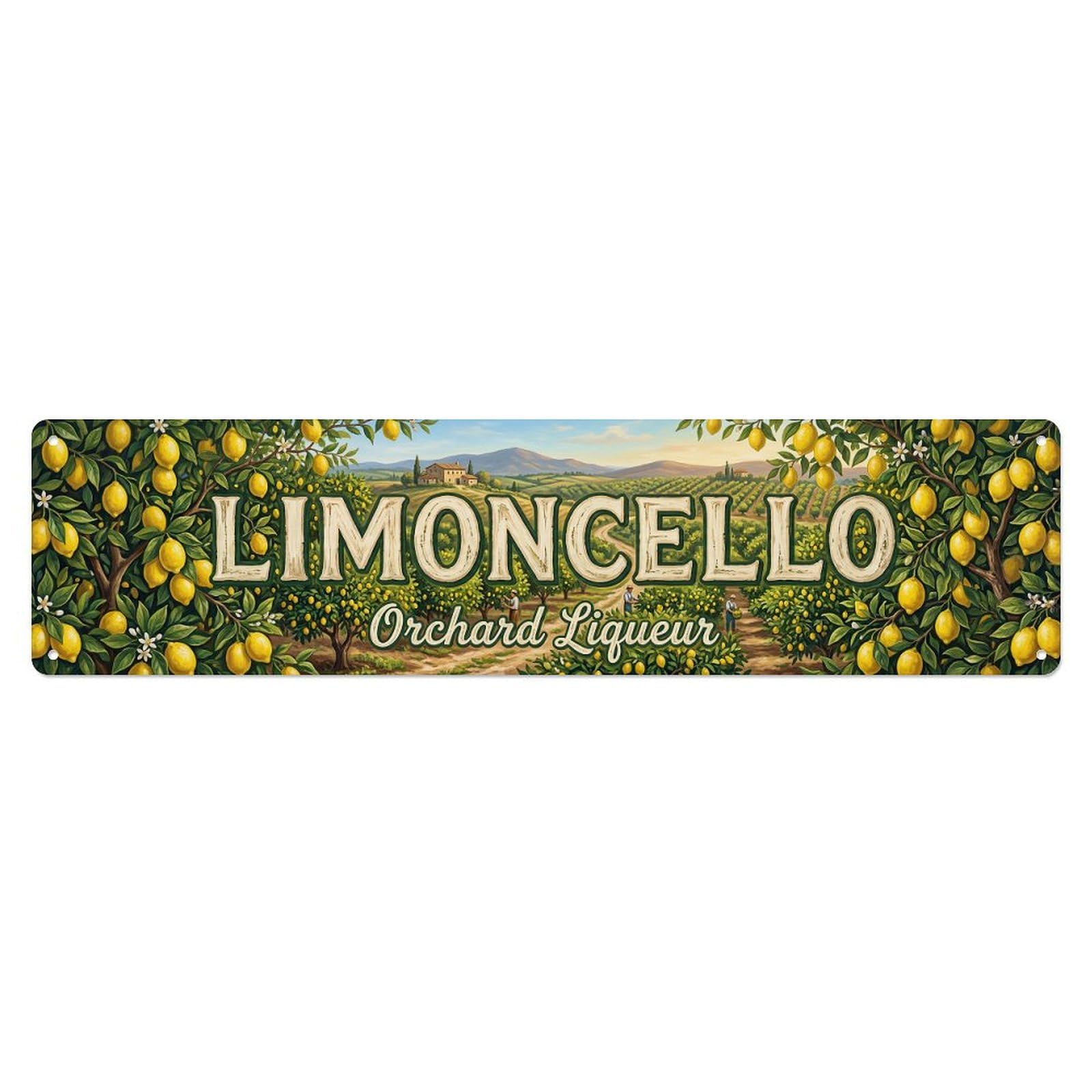 Vintage Limoncello Orchard Italian Liqueur Metal Tin Sign Plaque Wall Decor for Cafe, Club, Garden Metal Poster 4x16Inch