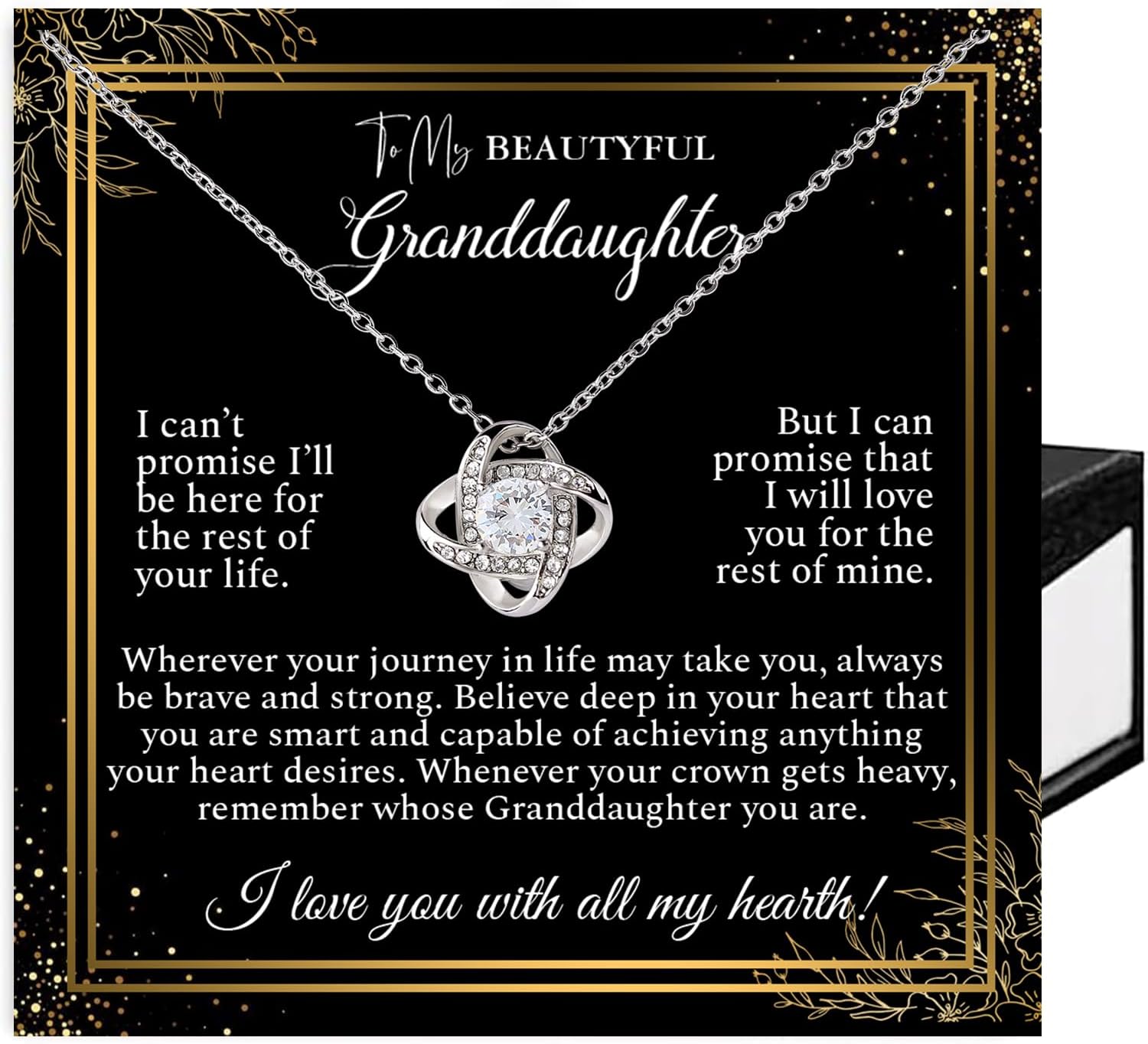 To Our Granddaughter Necklace Gift from Grandma and Grandpa, Meaningful Jewelry with Message Card, Ideal for Birthday or Christmas Surprise