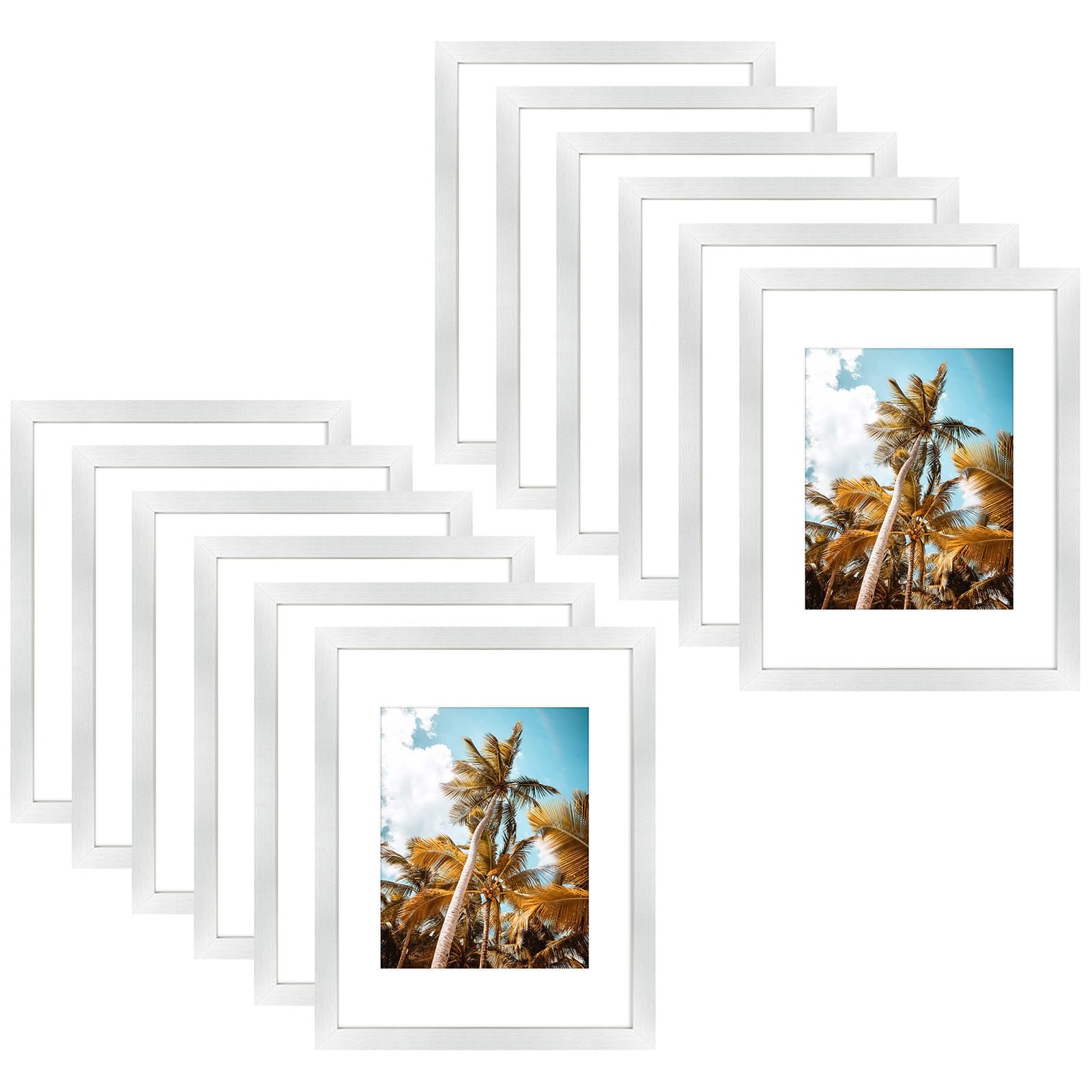 Frametory 12 Pack 11x14 Silver Picture Frame with Real Glass Mat for 8x10