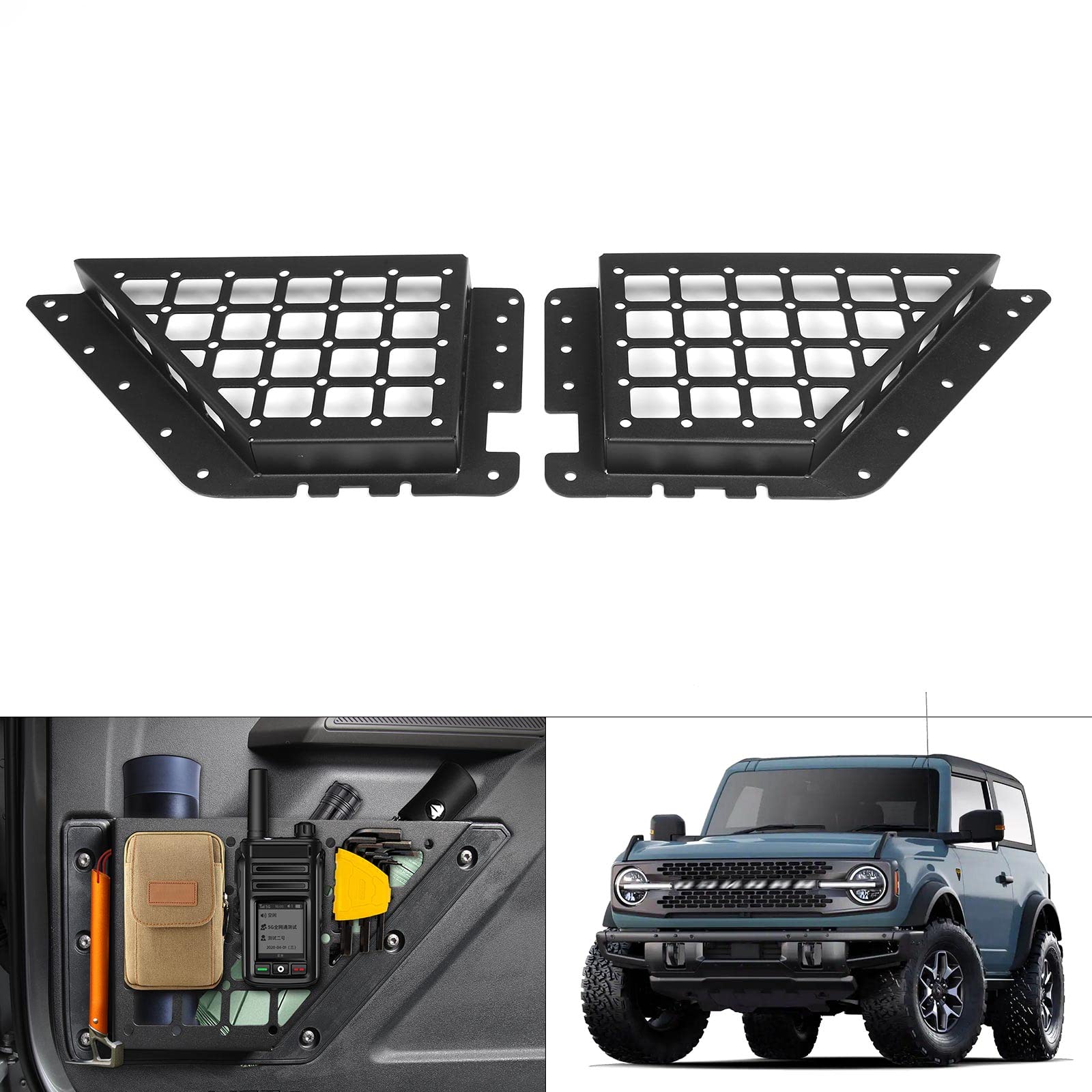 2023 Bronco Accessories Amazon Com Karltys Compatible With Front Door Storage Pockets Ford Bronco 2 4 Door 2021 2022 2023 Molle Panel Door Side Organizer Storage Box Expansion Accessories 2pcs Not For Bronco Sport Automotive
