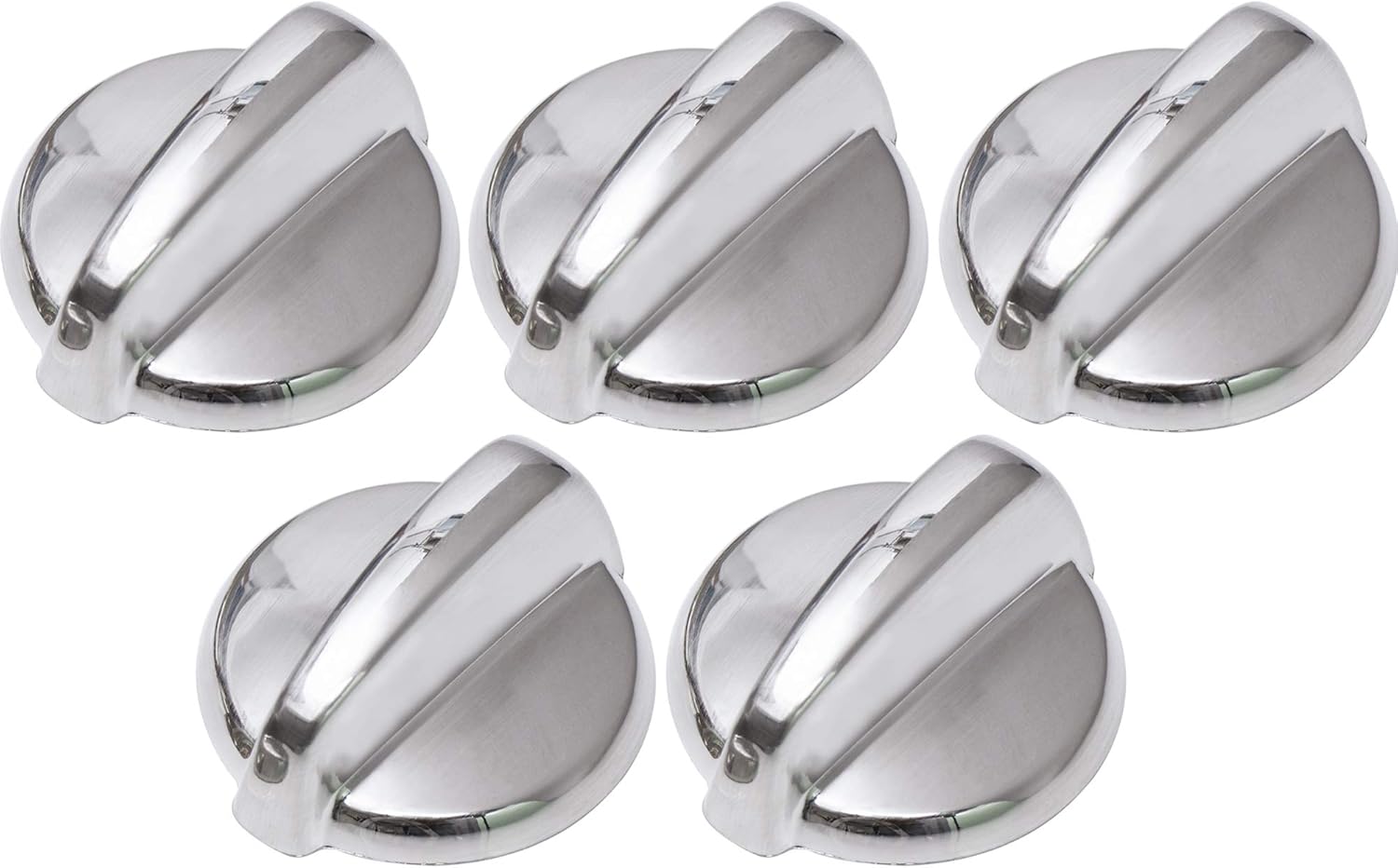 BlueStars [New Upgraded] Ultra Durable WB03T10284 Range Control Knob Stainless Steel Finish Replacement Part Exact Fit for GE Range/Stove/Oven - Replaces 1373043 AP4346312 PS2321076 - Pack of 5