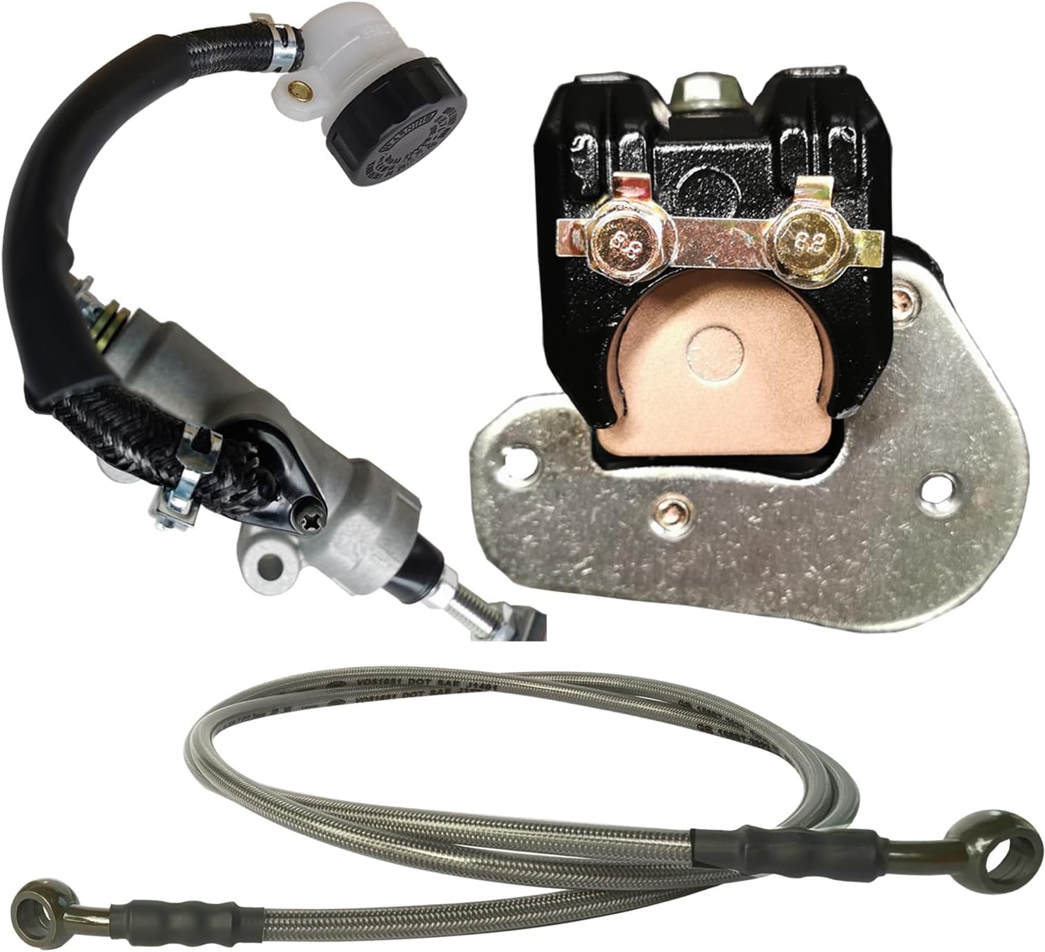 Rear Brake Caliper & Master Cylinder & Brake Hose Line Set Direct Replacement Compatible with Honda TRX400EX 2005-2008 TRX400X 2009-2014 OEM # 43250-HN1-A41 43510-HN1-016 43510-HN1-006