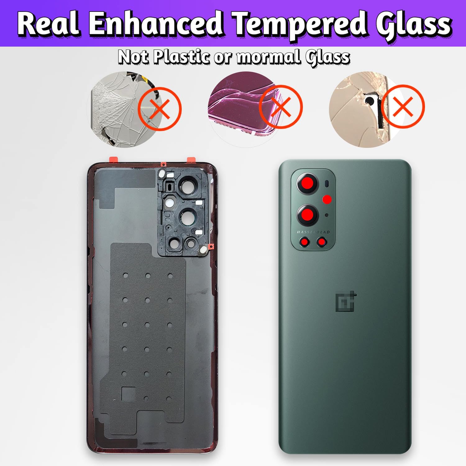 LUVSS Back Glass Cover Replacement Compitable for OnePlus 9 Pro Rear Cover + Camera Lens + Repair Manual DIY Tools Kit (Green) - Image 2