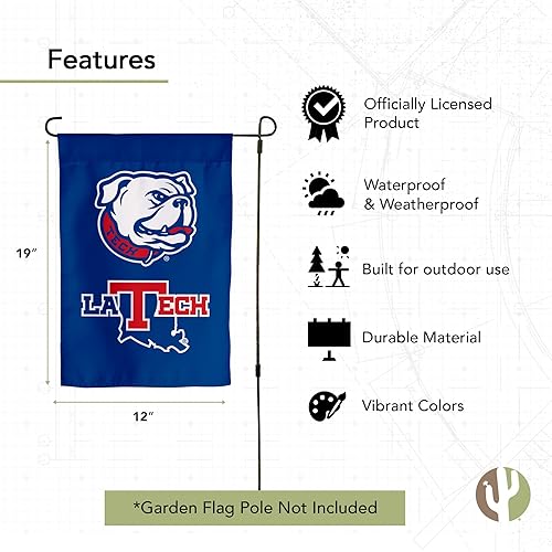 Miniatura 4 de Desert Cactus Louisiana Tech University LTU Bandera de jardín  19 x 12 pulgadas Louisiana Tech Bulldogs Banner, para exhibición al aire libre y