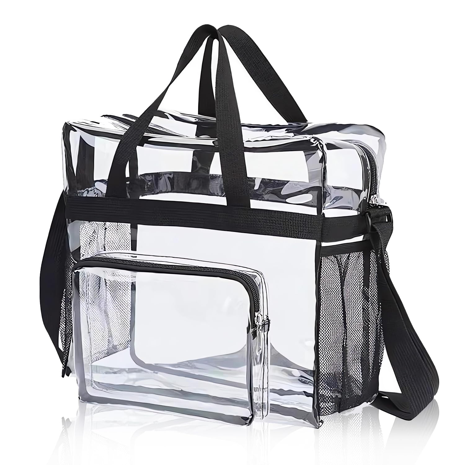 Elepl Bolsa Transparente Mujer Impermeable Neceser Maquillaje Bolso Tote Bolso de Hombro Correa Ajustable PVC Bolsa para Mujer y Hombre Bolsa Viajes (12 x 12 x 6 Pulgada)