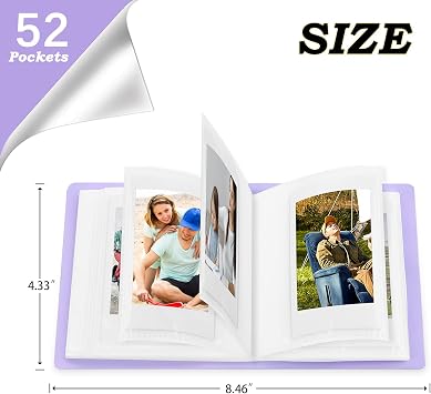 2Packs 52 Pockets Mini Photo Album for Fujifilm Instax Mini Instant Film(Pink+Purple)