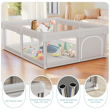 besuhot Baby Playpen 50x50, Play Pen for Babies and Toddlers with Gate