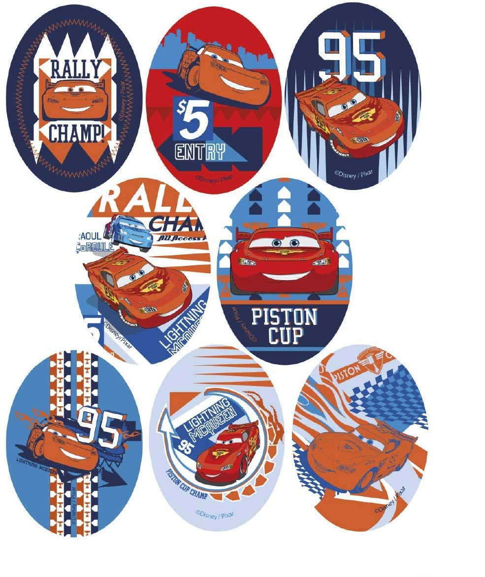 8 Screen-Printed Children's Patches for Ironing onto Clothes. Heat-Adhesive Applications for Repairing and Decorating Trousers, Jackets, Jumpers, Backpacks, etc. (Lightning McQueen)