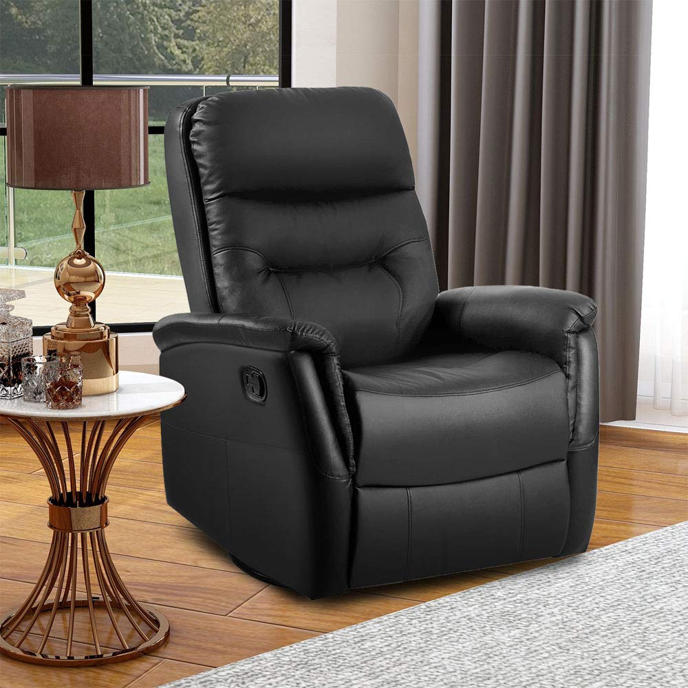 360° Swivel Leather Recliner Armchair Reclining Sofa Padded Ergonomic