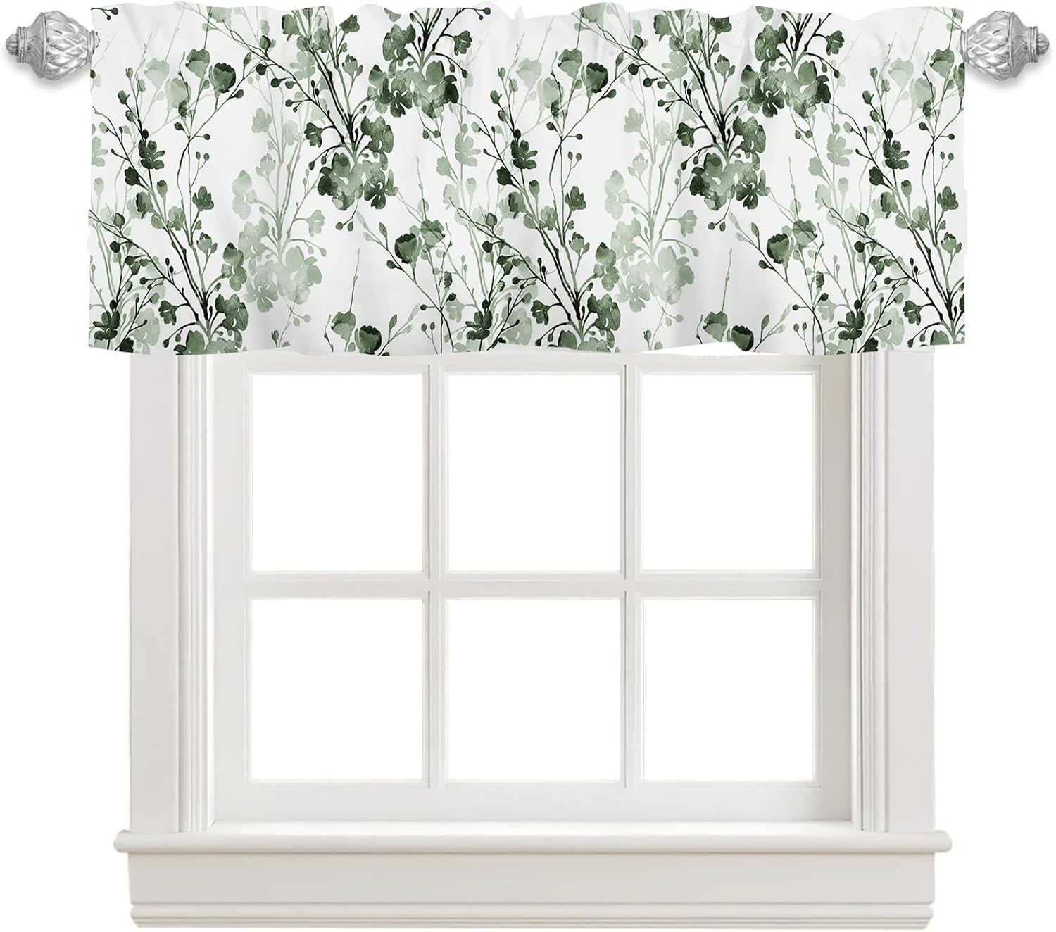 Sage Green Floral Curtains Valances for Windows Leaf Window Valance