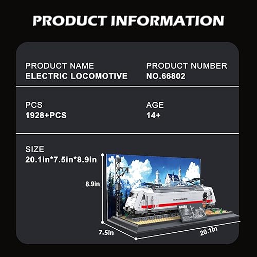 Miniatura 6 de Reobrix BR101 - Juego de bloques de construcción de tren con pista 66802, juego de modelos de tren creativo, exhibición de locomotora eléctrica