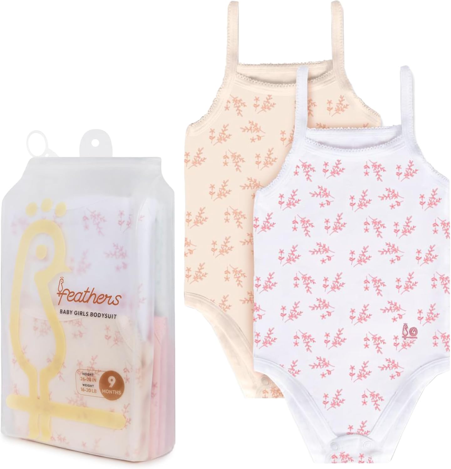 Feathers Leafy Style Tank Top Bodysuits Baby Girl Undershirts – Super Soft One-Piece for Toddler (2 Pack) - Image 6