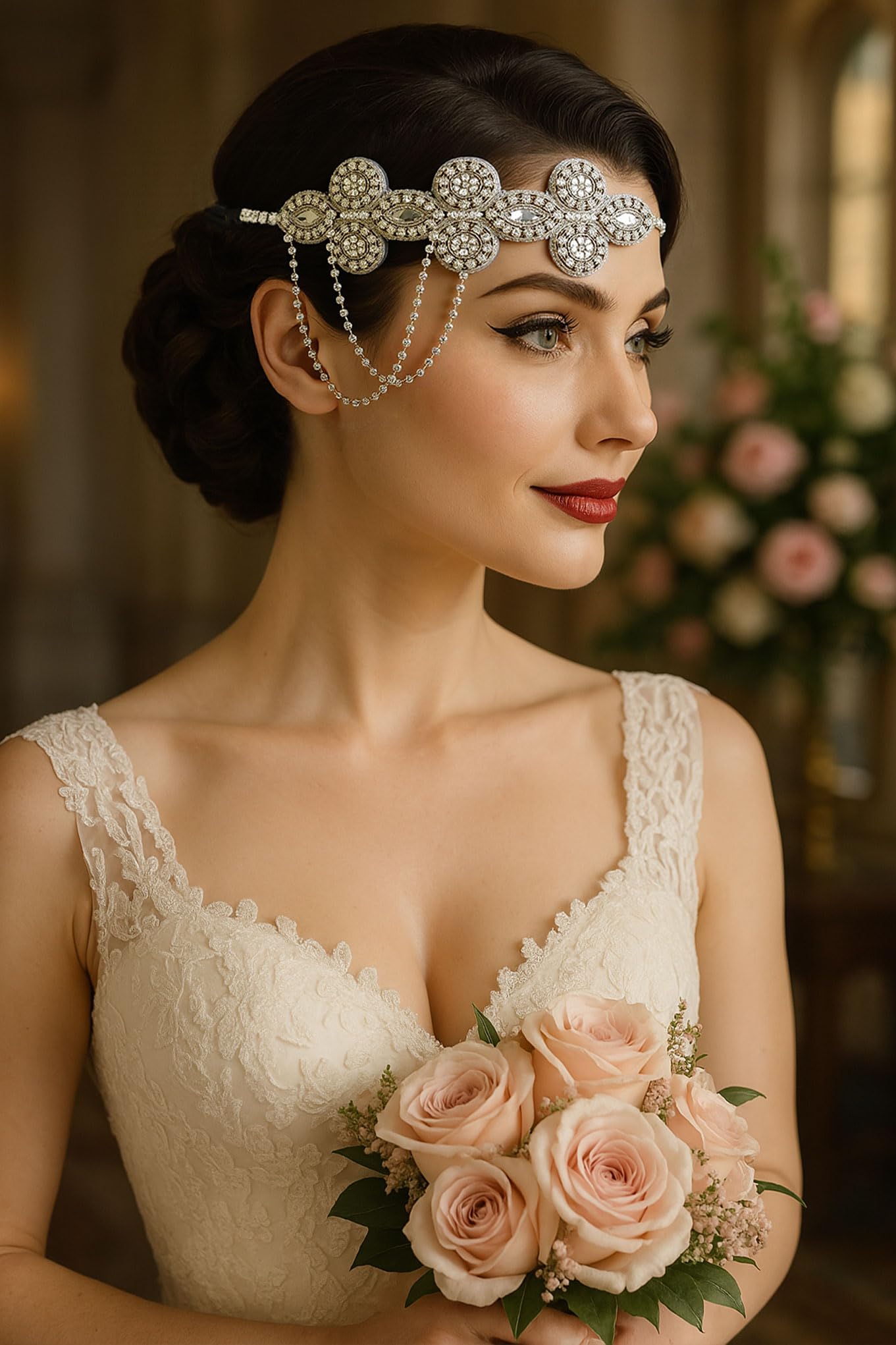 BABEYOND Akcesoria w stylu lat 20. XX wieku, akcesoria kryształowe Gatsby, akcesoria damskie, wesele, nakrycie głowy Gatsby, akcesoria do włosów